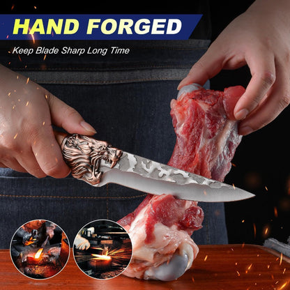 Kitchen Knife Set Professional Forged Chef Knife Set Full Tang Blades with Poultry Shears for Home Cooking, Dining and Outdoor Meals
