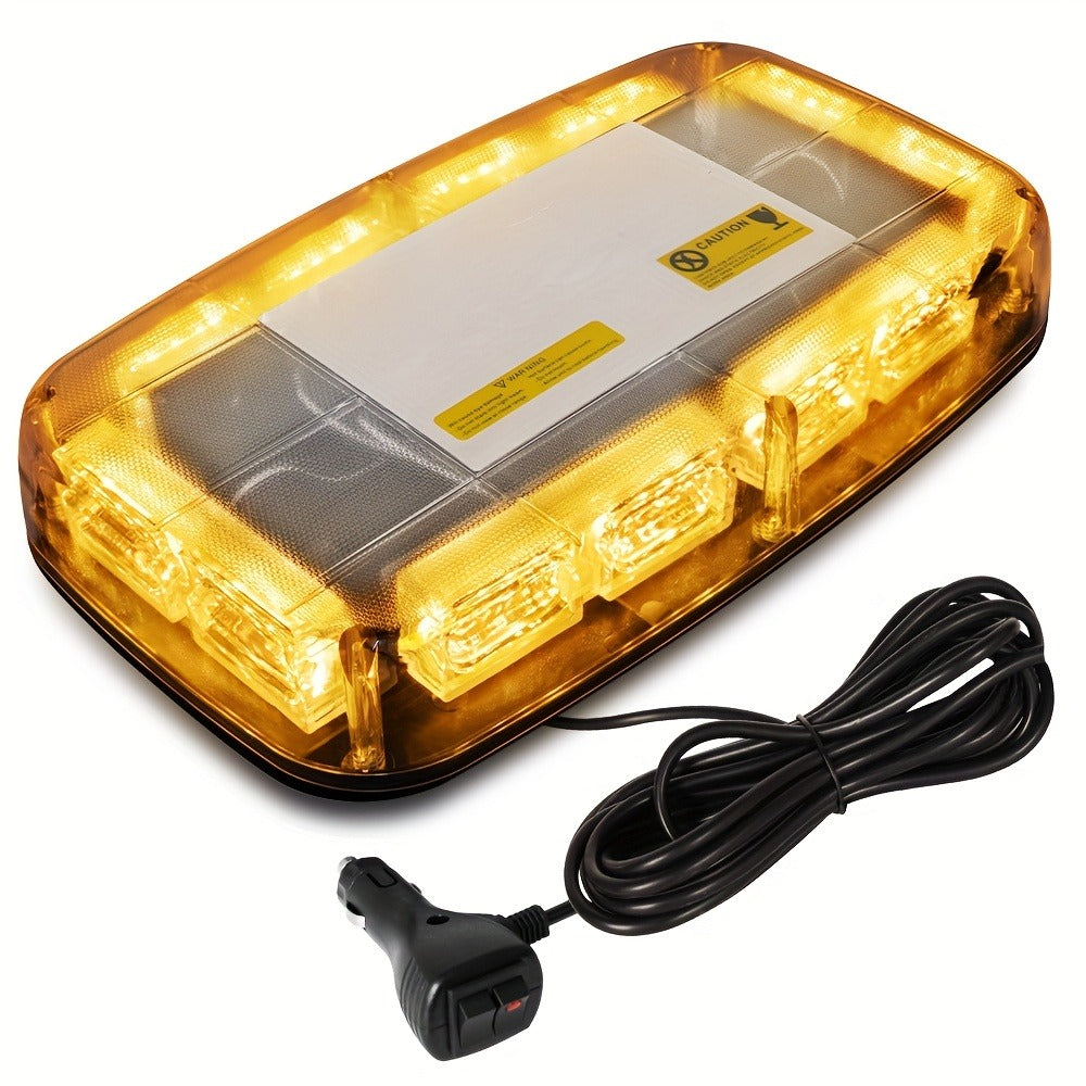 48 LED Roof Strobe Light Bar IP67 Waterproof Magnetic Mount Emergency Warning Light 12-24V for Plow Trucks Construction Vehicles Cars