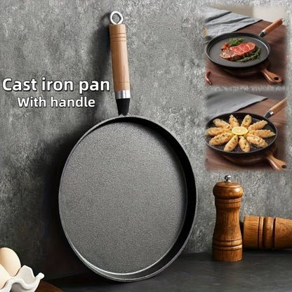 Cast Iron Skillet Non-stick Flat Pan 8.27/9.45/10.63 Inch for Pancakes Eggs & Crepes for Home Cooking, Dining and Outdoor Meals