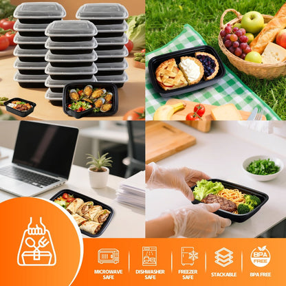 Food Storage Containers 50-Container Meal Prep Set with 50 Lids, 32 oz or 38 oz Capacity Options