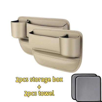 Seat-Gap Car Organizer with Cup Recess and Phone Storage in Four Color Pairs or Left-Side Black Pack