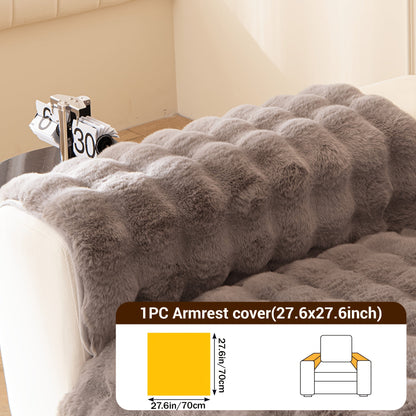 Sofa Cover Bubble Faux Rabbit Fur Panels with Silicone-Dot Backing for Seat, Armrest or Backrest
