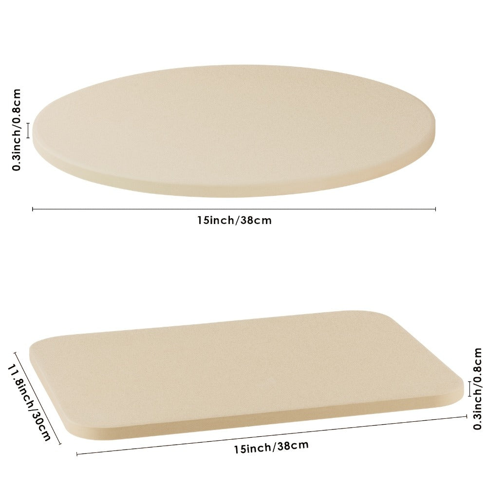 Pizza Stone for Oven and Grill Cordierite Baking Stone Thermal Shock Resistant for Pizza Bread Rectangular 15x11.8 Inch Round 15 Inch