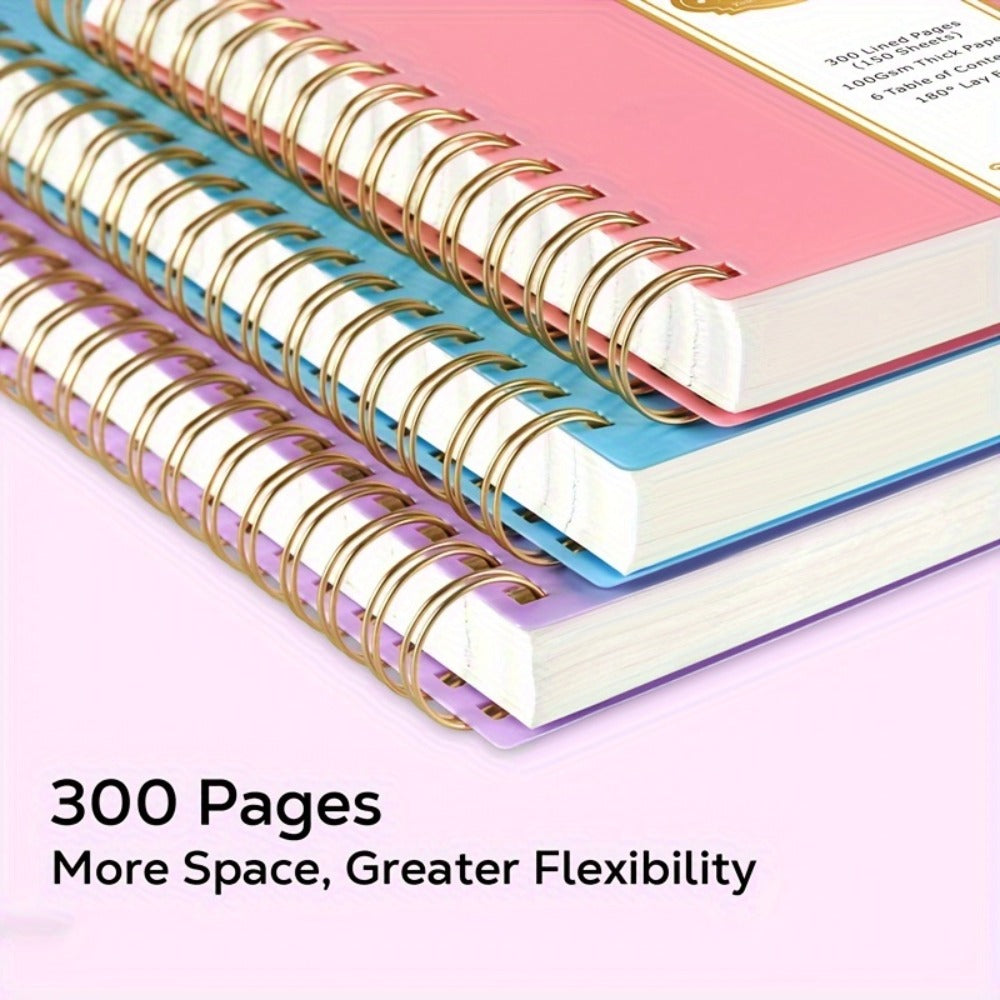 Large Spiral Notebook 300 Pages Hardcover – 8.5x11 A4 College Ruled 100GSM Lined Paper PVC Waterproof Cover for Work School Travel Women Men