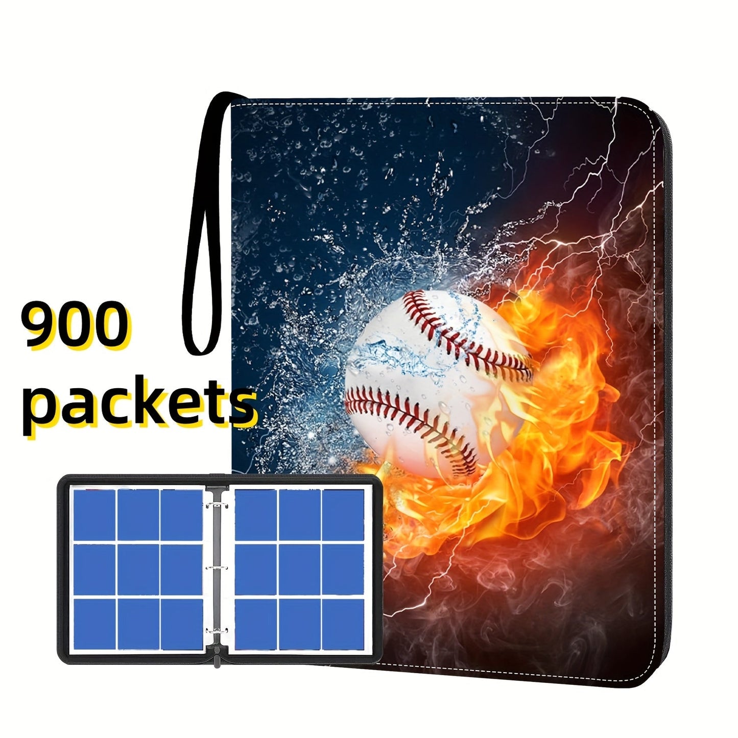 900-Slot Trading Card Storage Binder with 50 Removable 9-Pocket Pages and Zip-Around PU Cover