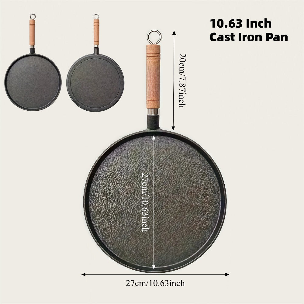 Cast Iron Skillet Non-stick Flat Pan 8.27/9.45/10.63 Inch for Pancakes Eggs & Crepes for Home Cooking, Dining and Outdoor Meals