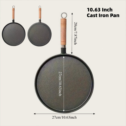 Cast Iron Skillet Non-stick Flat Pan 8.27/9.45/10.63 Inch for Pancakes Eggs & Crepes for Home Cooking, Dining and Outdoor Meals