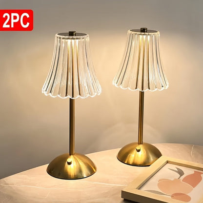 Crystal LED Table Lamp Vintage USB Rechargeable 3 Color Dimmable Touch Control Bedside Night Light for Bedroom Living Room Office Reading