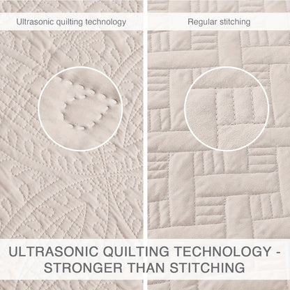 Quilt Set 3 Piece Lightweight Microfiber Bedspread with Pillow Shams – Coin Pattern Coverlet All Season Soft Bed Quilt Full Queen King