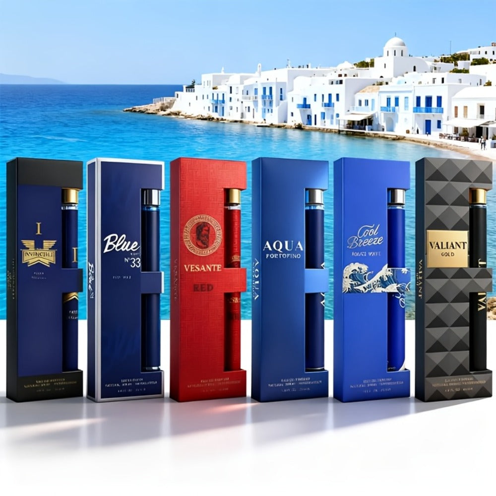 Travel Cologne Gift Set for Men – 6-Piece Mini EDP Spray Sampler, Long Lasting Unique Scents, TSA-Friendly Travel Size