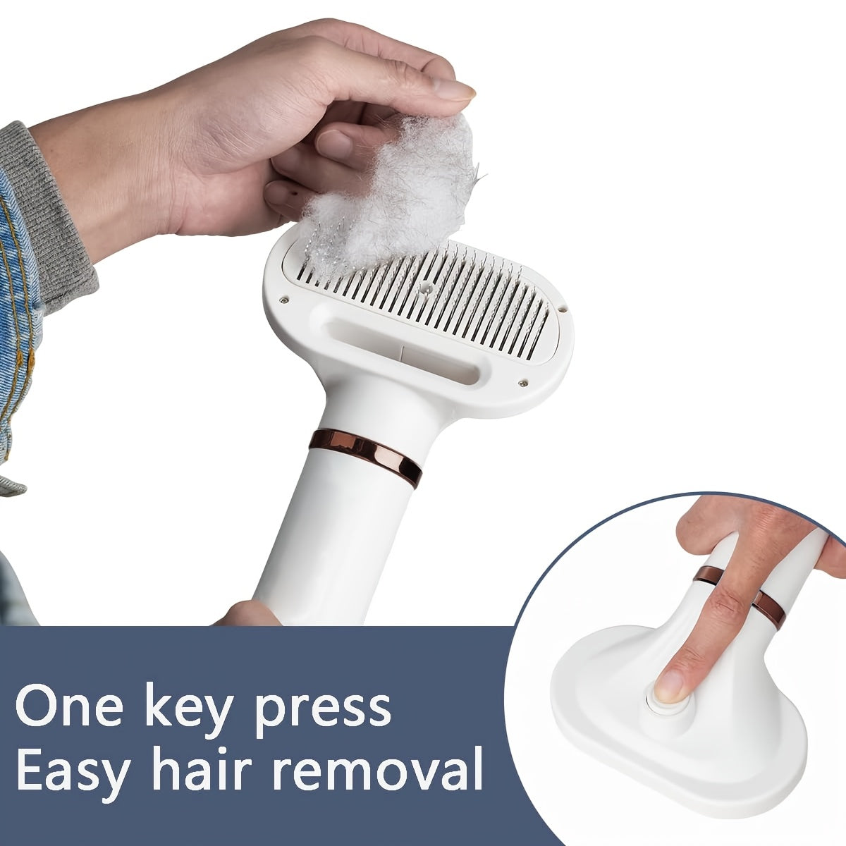 Pet Hair Dryer 2-in-1 with Self-Cleaning Slicker Brush – Portable Dog Blow Dryer for Dogs & Cats, 3 Temperature Settings, Low Noise