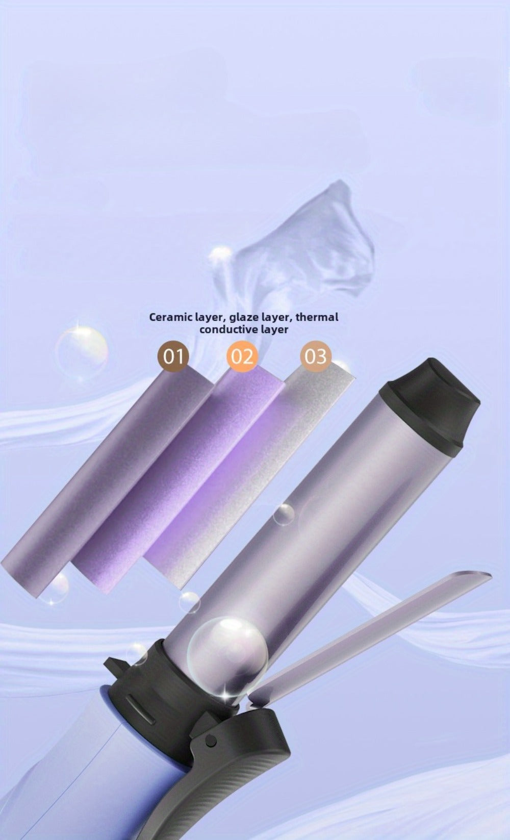 Cordless Mini Curling Iron Wireless Rechargeable Portable Hair Curler, Ceramic Barrel for Airy Bangs
