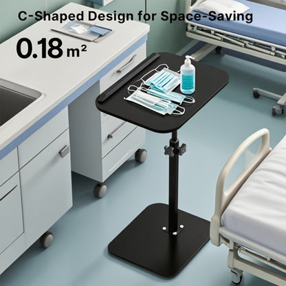Compact Black Overbed Table with 360-Degree Rotating Top, 53–80 cm Height and 40 x 30 cm Base