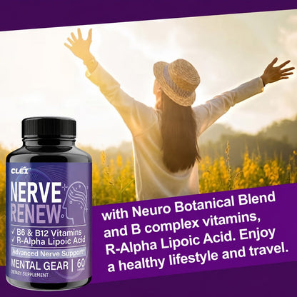 Nerve Renew Capsules with Vitamin B Complex & R-Alpha Lipoic Acid, Neuro Botanical Antioxidant Blend for Nerve Health