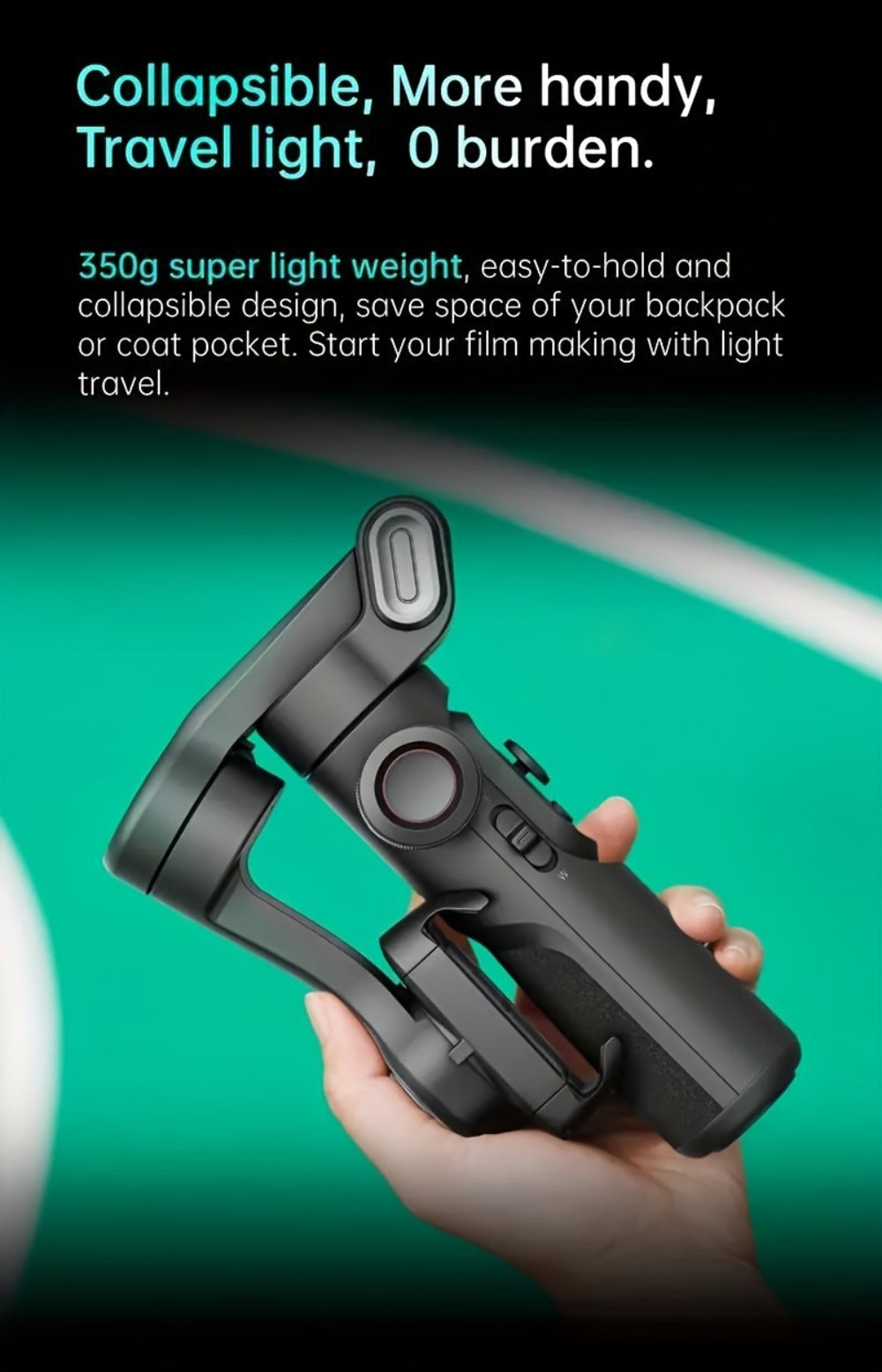 AOCHUAN Foldable 3-Axis Gimbal Stabilizer with Extendable Pole & Panoramic Gesture Control, AI Face Tracking Phone Gimbal