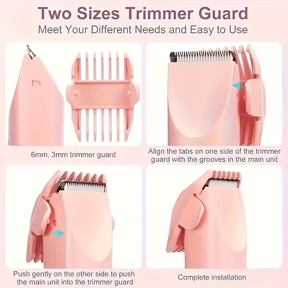 Bikini Trimmer Electric 2-in-1 Rechargeable Dual-Head Face Shaver for Women – Stainless Steel Blade USB Cordless Hair Remover for Bikini