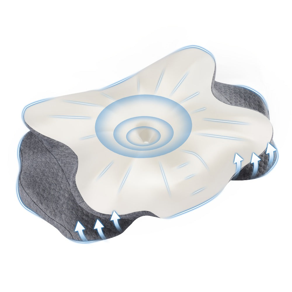 Memory Foam Cervical Pillow Contour Neck Support Orthopedic Bed Pillow for Side Back Stomach Sleepers with Cooling Pillowcase Queen King