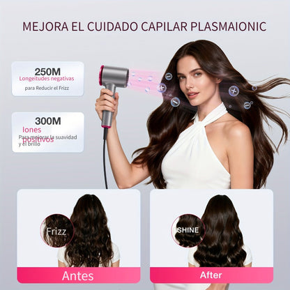 FZ201-Style 1875W Hair Dryer with Circular Rear Intake, Gray or White Finish and Three Pictured Attachments