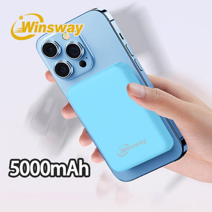 Power Bank Magnetic 5000mAh Mini with Wireless Charging, PD, QC3.0 and Eight Colors for Travel