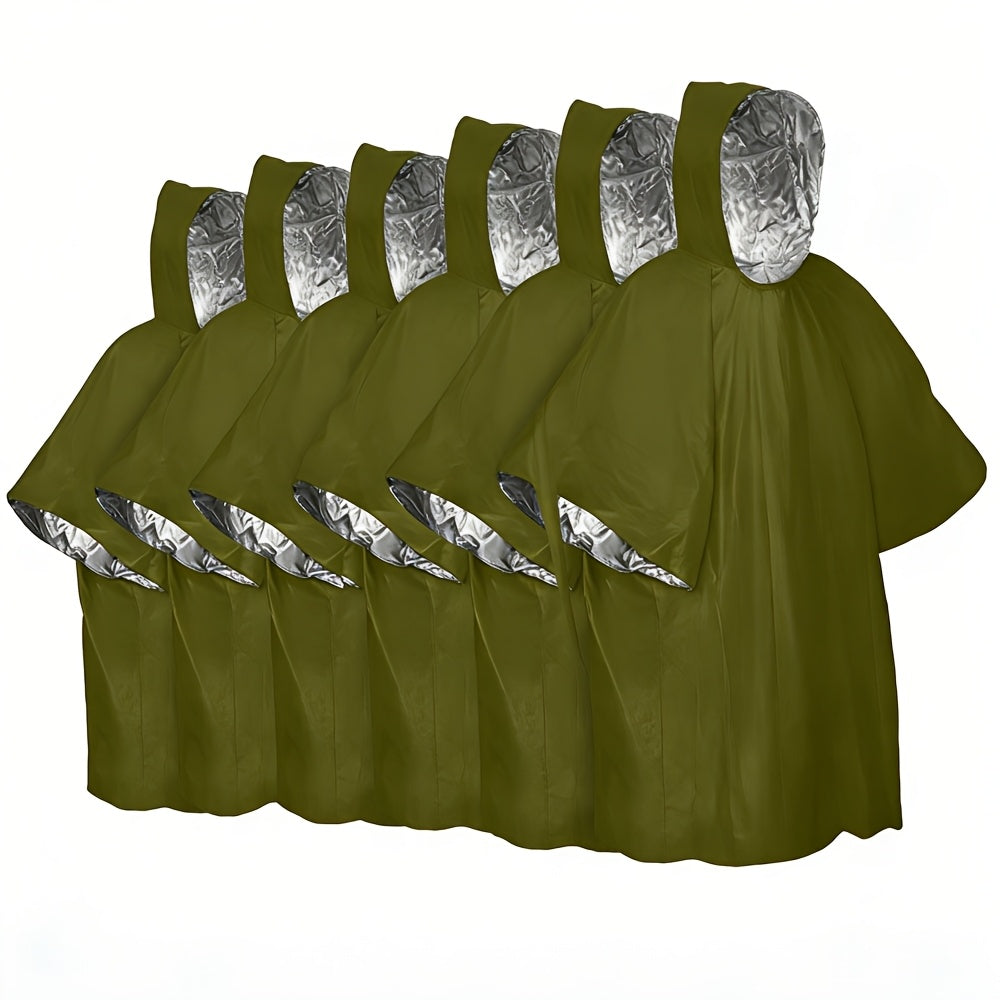 Emergency Mylar Survival Blanket Poncho 6-Pack | Waterproof Windproof Thermal Foil Space Blanket with Hood | Retains 90% Body Heat |