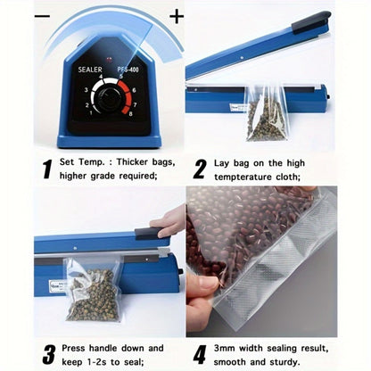 Impulse Heat Sealer 8" & 12", Adjustable Temperature Poly Bag Sealing Machine for Plastic, Mylar