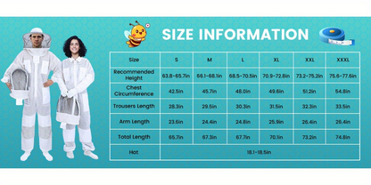 Beekeeping Suit Triple Layer Sting-Resistant Gloves 2 Veils S-3XL for Garden, Patio and Yard Use