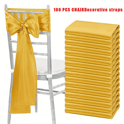 100pcs Satin Chair Sashes Bows for Wedding Banquet Party Event Decoration, 13 Colors, 18×275cm