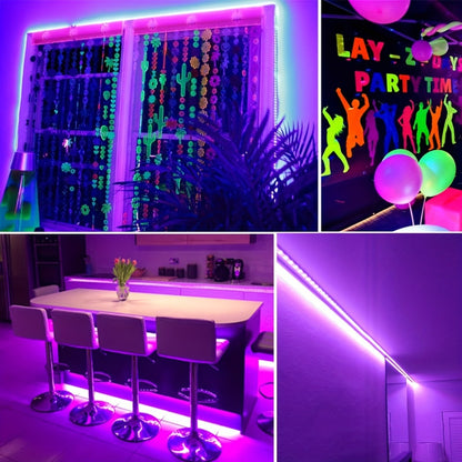 UV Black Light Bars & Strips 8-Piece Set, 385-400nm USB Powered 5V LED Blacklight for Glow Party