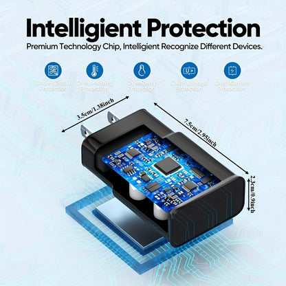USB Wall Charger Compatible with Samsung Galaxy S25 S24 S23 S22 S21 S20 S10 S9 S8 S7 Note 10 - Adaptive 5V 2A Fast Charging