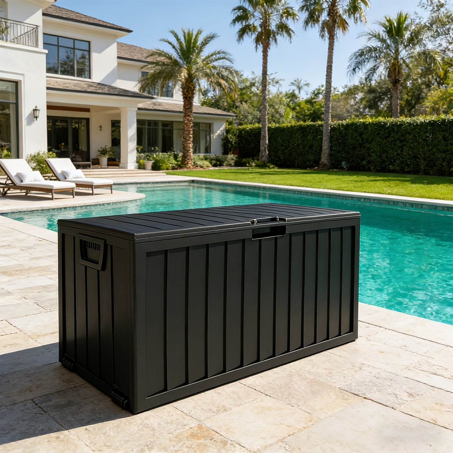 Deck Box Outdoor, Lockable Pool Patio Garden Tool Storage for Garden, Patio and Yard Use, with the Listed Configuration