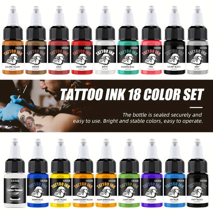 Tattoo Ink Set Professional 7 & 18 Colors 20ml Large Bottle Tattoo Cartridge Ink Kit for Temporary Body Art, Festivals and Costumes