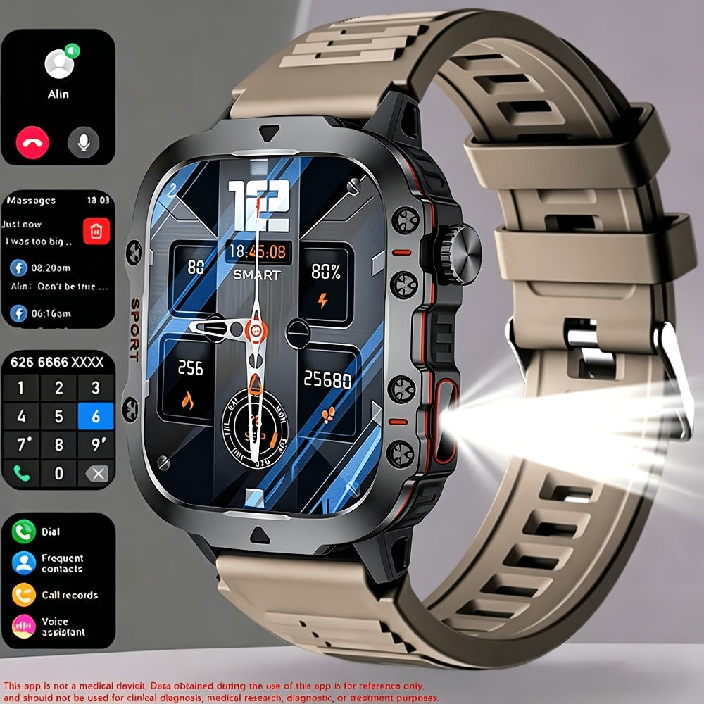 Smartwatch Brown Black Large Screen – Wireless Calling & SMS, Fitness Tracker, Remote Camera Control, USB Rechargeable – Unisex