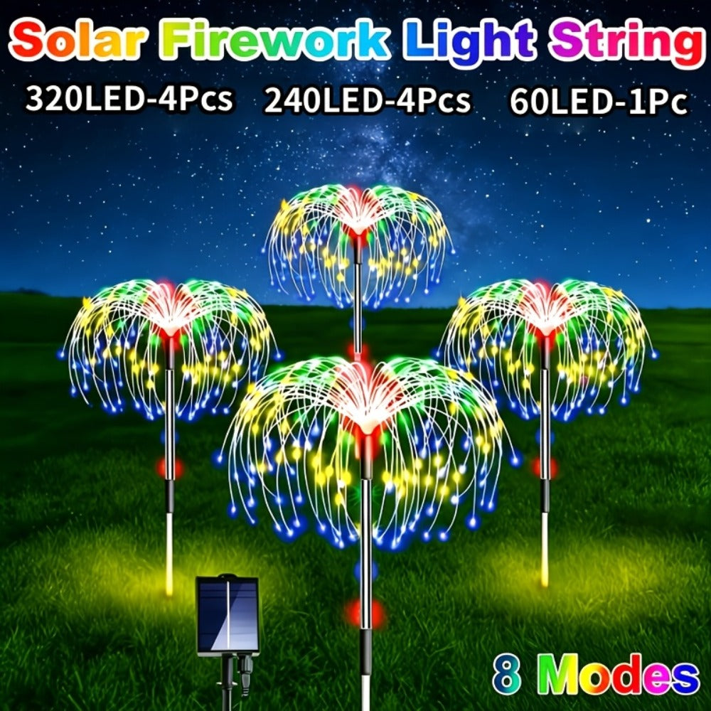 Solar Garden Lights Outdoor Waterproof IP65 – Fireworks Fairy Lights 8 Modes Multi-Color Solar Powered Landscape Decoration for Garden