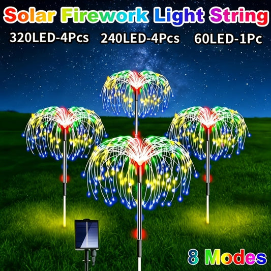 Solar Garden Lights Outdoor Waterproof IP65 – Fireworks Fairy Lights 8 Modes Multi-Color Solar Powered Landscape Decoration for Garden