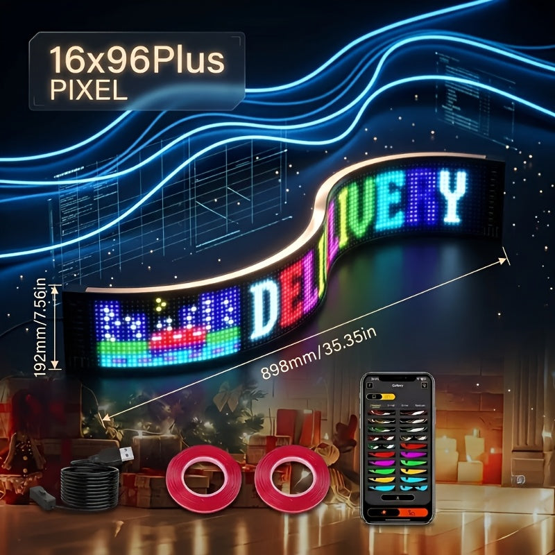 Programmable LED Sign Large Flexible Matrix Panel, App-Controlled Text & Animation, Music Rhythm Display