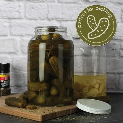 1 Gallon Wide Mouth Glass Jar with Flip Top Lid – Airtight Sealed Storage Jar for Fermentation, Pickling, Canning, Flour & Food Storage