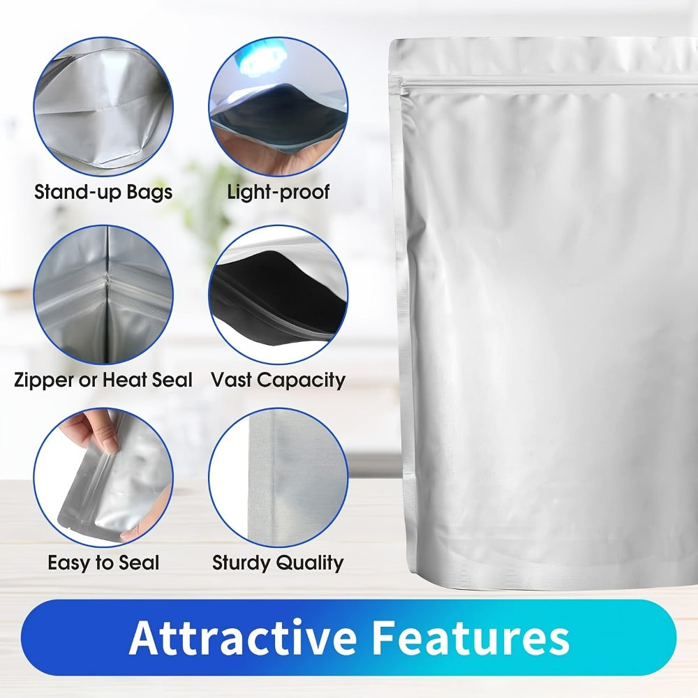 Mylar Bags for Food Storage 100 Pack Resealable 3 Sizes 1 Gallon 10 Mil 1 Quart 8 Mil Half for Entryways, Bedrooms and Living Spaces