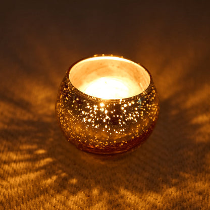Round Glass Votive Candle Holder Sets in Gold, Pink, Silver or Green with 6-, 12- or 24-Piece Options