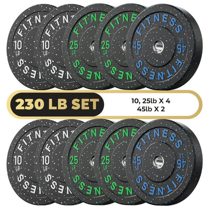 Bumper Plates Colored Rubber Weight Plates – 2-Inch Olympic Barbell Plates for Weightlifting & Strength Training