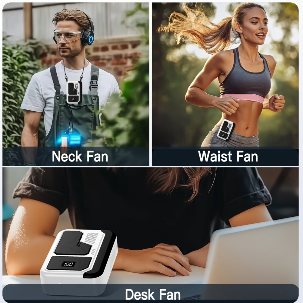 Neck Fan Portable Wearable, 3000mAh Battery Hands-Free Personal Fan 3 Wind Speeds Digital Display