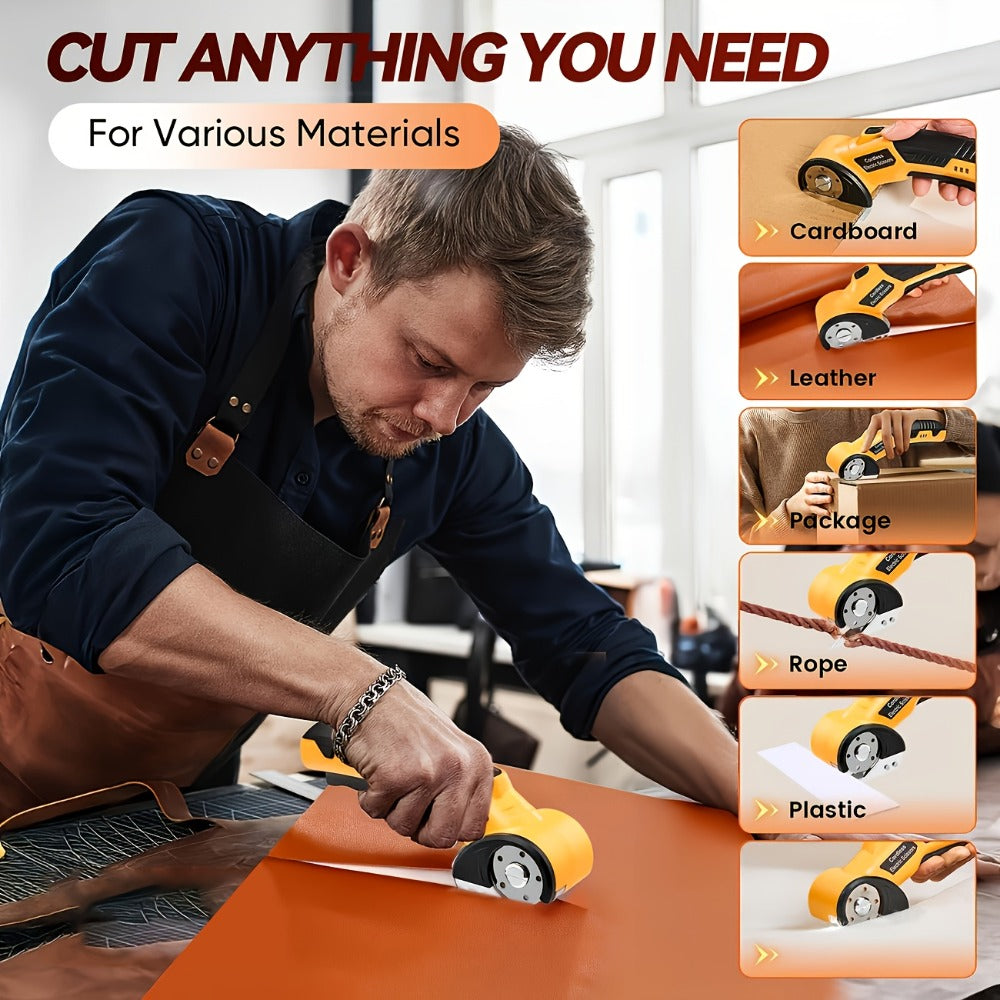Electric Scissors Rechargeable Cordless - USB-C Charging, Battery Indicator, Portable Power Cutter for Fabric