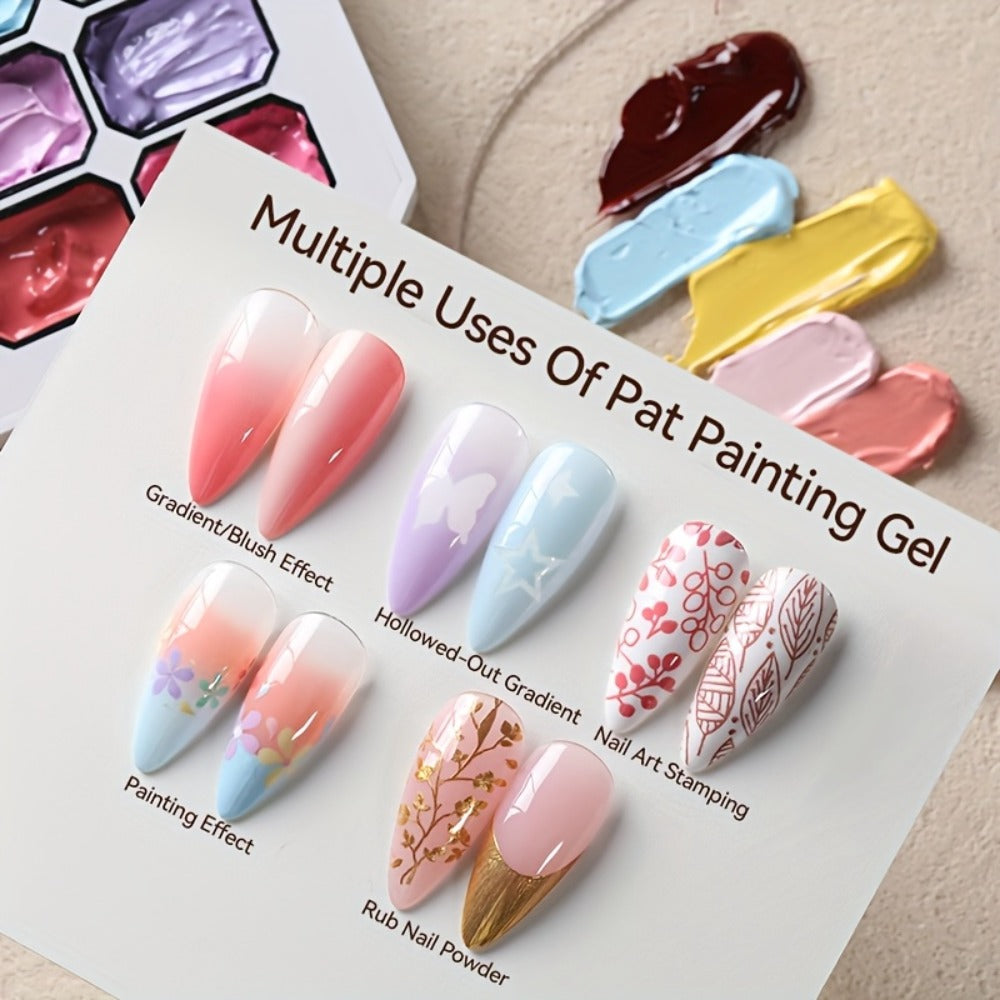 Gel Nail Polish 4-in-1 Nine-Color Palette for Ombre, Stamping, Painting and Powder Nail Art