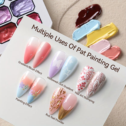 Gel Nail Polish 4-in-1 Nine-Color Palette for Ombre, Stamping, Painting and Powder Nail Art