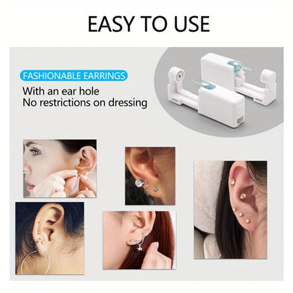 Ear Piercing Kit, 8 PCS Disposable Self Piercing Gun with 316 Stainless Steel Earrings for Entryways, Bedrooms and Living Spaces