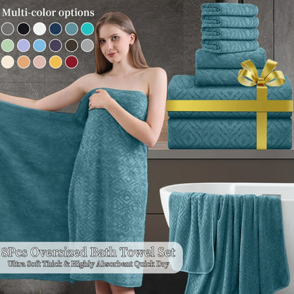 Bath Hand Towels, Towel Set 8 Piece 700GSM with 2 Bath Towels, 2 Hand Towels and 4 Washcloths in 16 Colors for Home and Guest Use