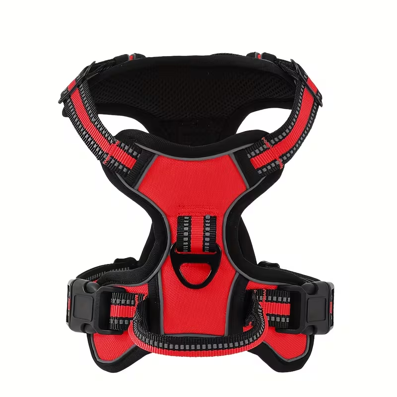 Adjustable Dog Walking Harness in Seven Colors and S–XL with Front Ring, Back Ring and Top Handle
