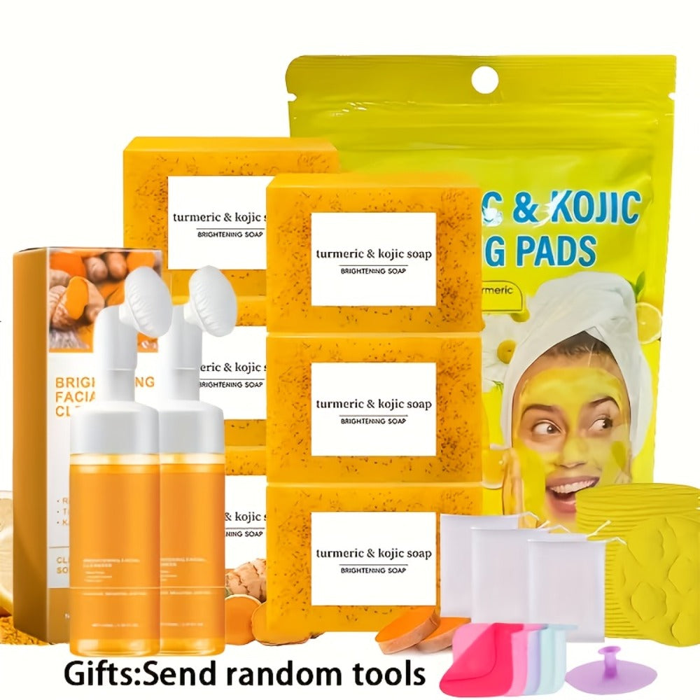 Turmeric Kojic Acid Brightening Soap Handmade Lemon Cold Process Deep Cleansing Hydrating Bar for Face & Body All Skin Types