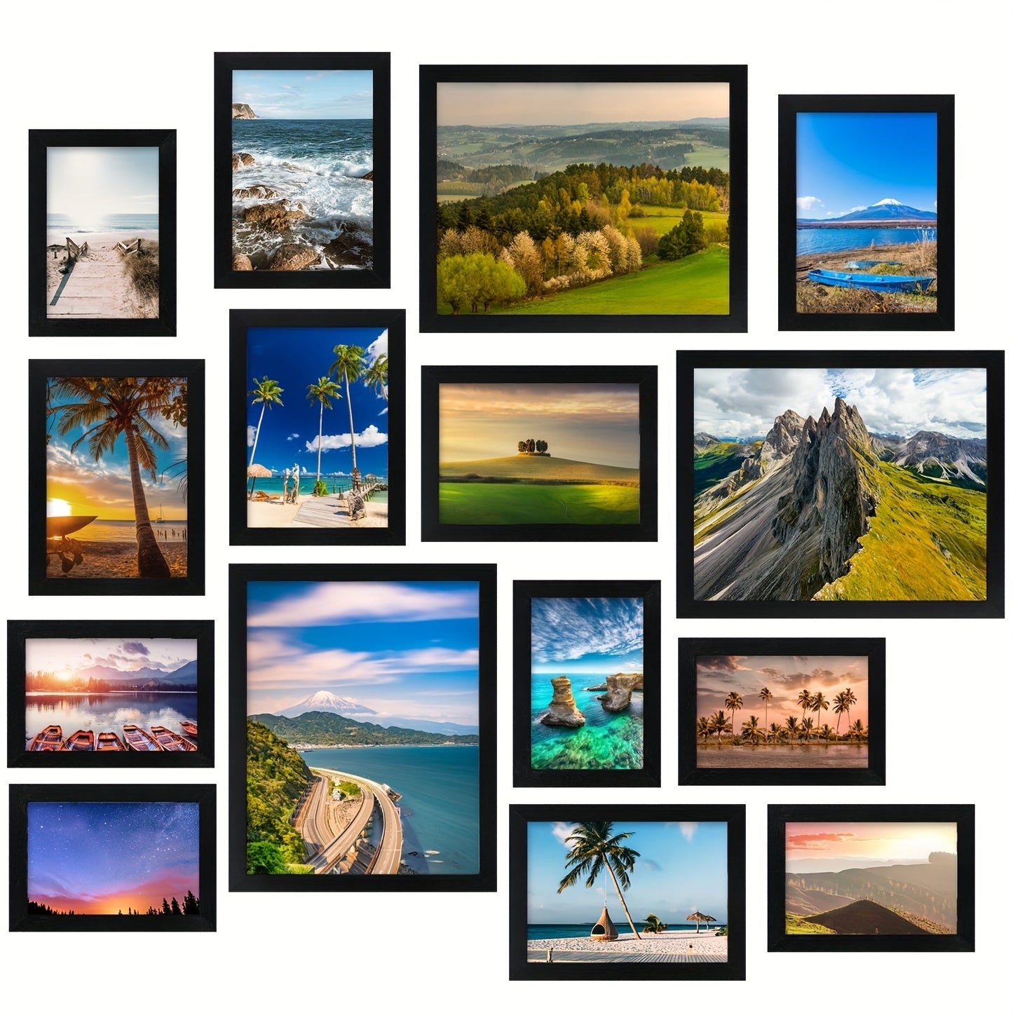 Picture Frames Collage Wall Decor 15pcs – Photo Gallery Frame Set Multi Size 8x10 5x7 4x6 for Wall Mounting & Tabletop Display