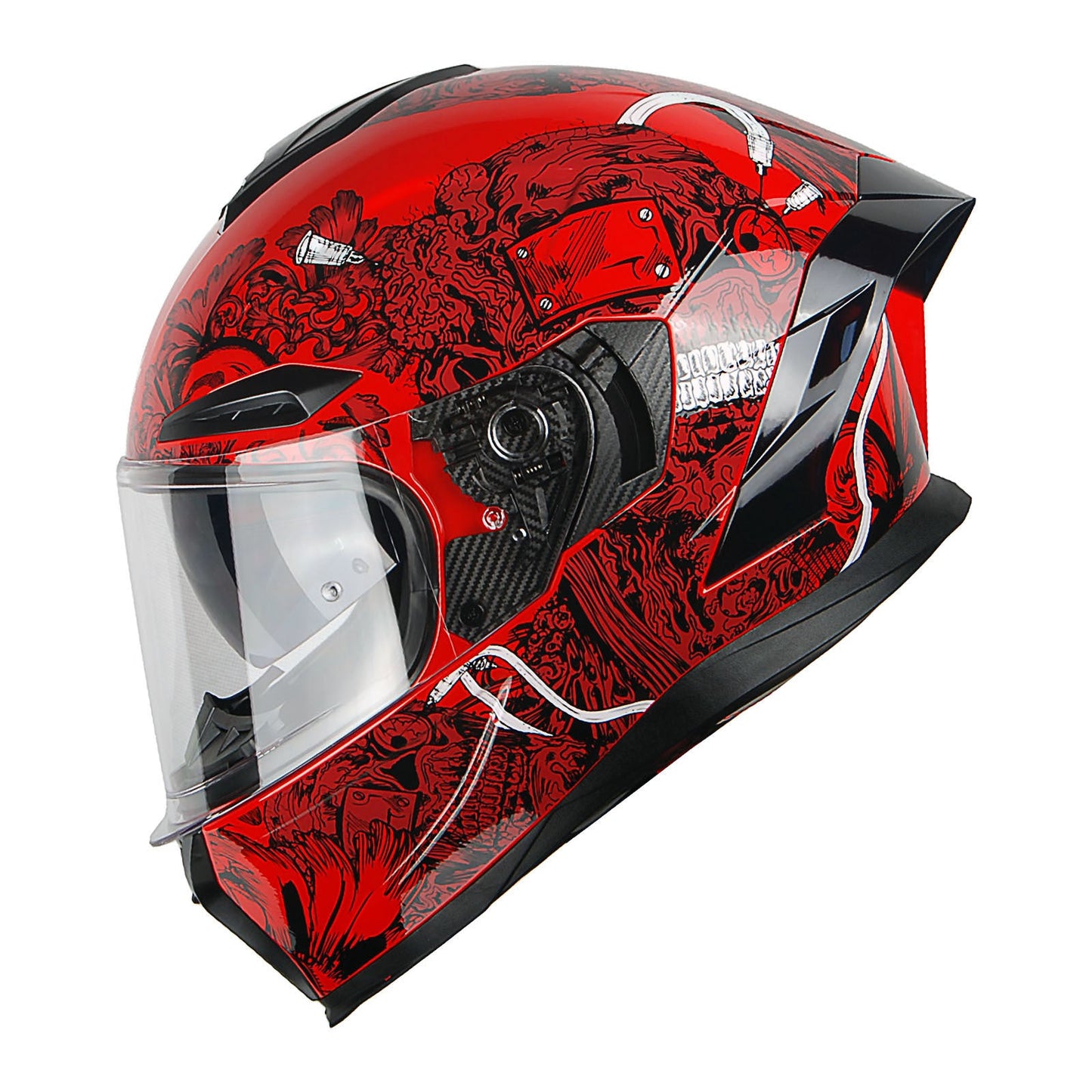 Motorcycle Helmet Full-Face Dual-Visor Shell with Clear Outer Shield, Smoked Inner Visor, Nine Colors and S-XL Sizes