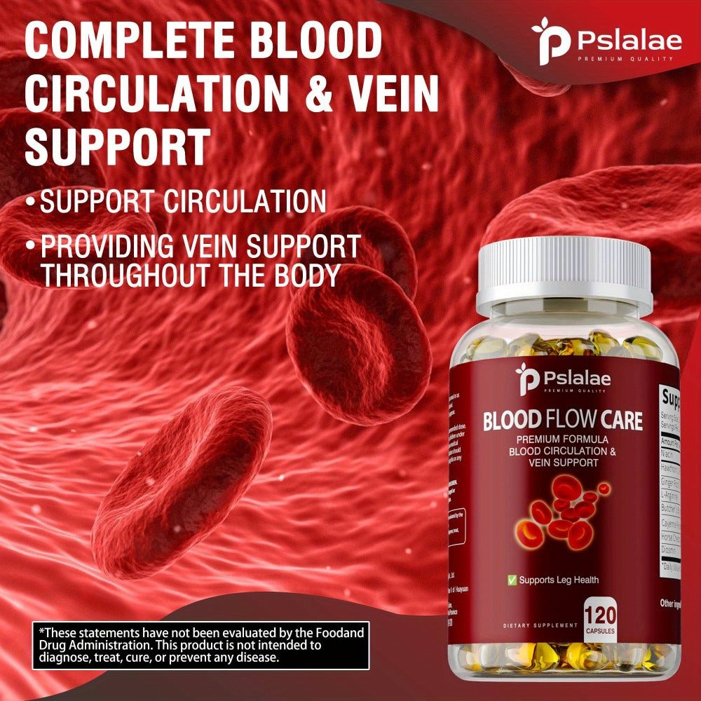 Blood Flow Support Capsules with Niacin, Hawthorn & Ginger Root, Heart Health & Leg Circulation Supplement